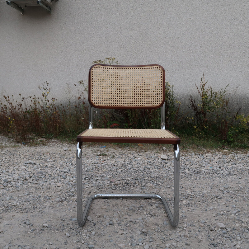 Chaise vintage B32 en acier et en hêtre de Marcel Breuer, 2000