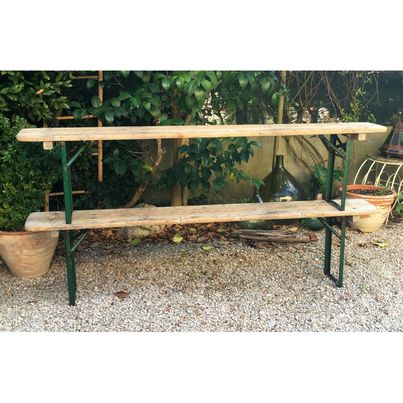 Pair of vintage solid wood benches, 1960