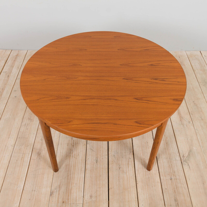 Mid century Danish round teak extension table, 1960s