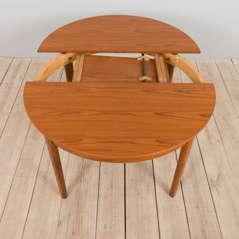 Mid century Danish round teak extension table, 1960s