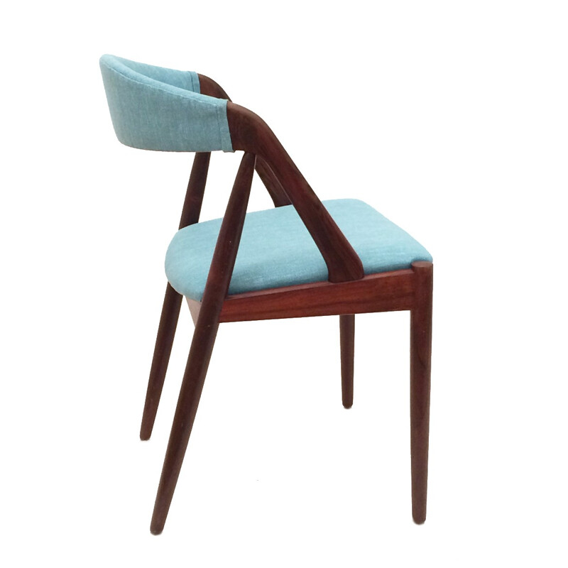 Set of four blue Danish chairs in rosewood, Kai KRISTIANSEN - 1960s