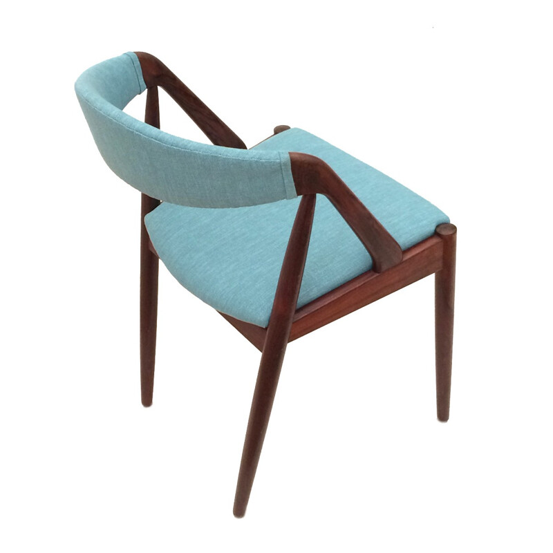 Set of four blue Danish chairs in rosewood, Kai KRISTIANSEN - 1960s