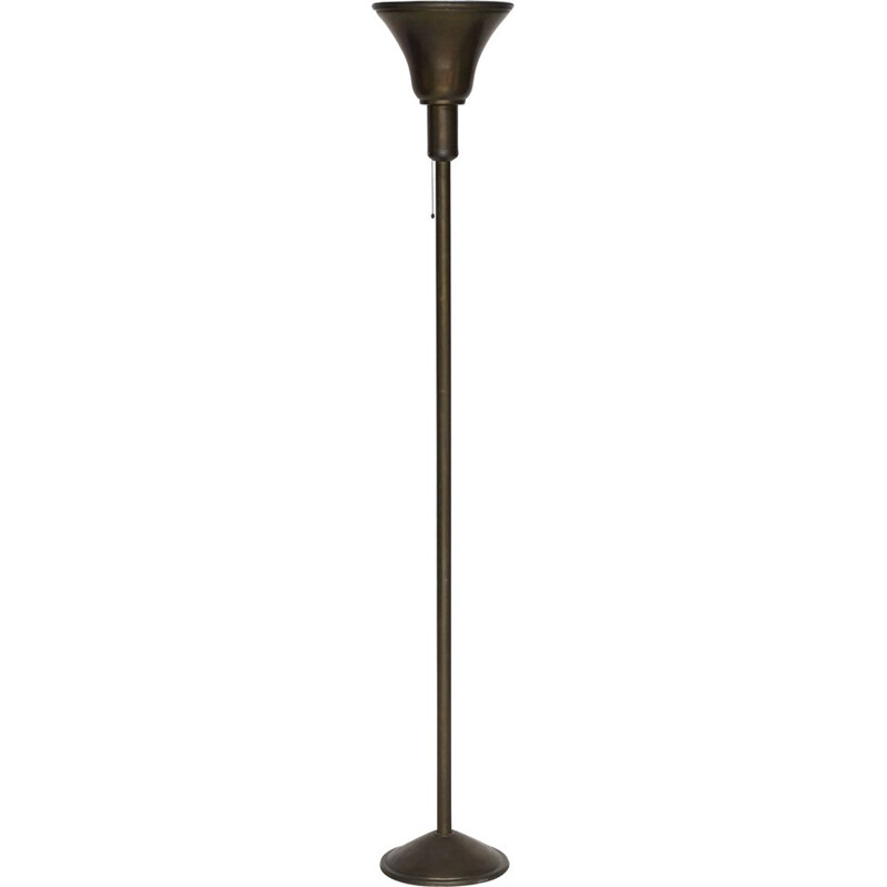 French Art Deco brass vintage uplighter floor lamp