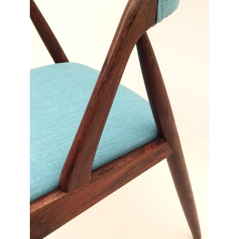 Set of four blue Danish chairs in rosewood, Kai KRISTIANSEN - 1960s