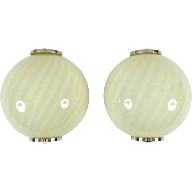Pair of vintage Italian wall lamps in Murano glass, 1960s