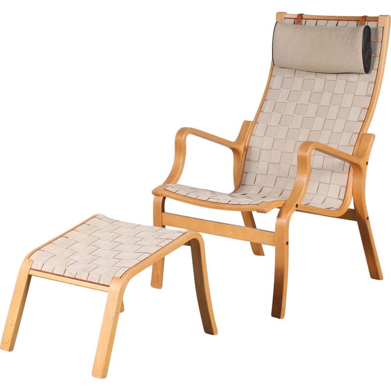 Mid century armchair and ottomane by Finn Ostergaard for Skipper, Denmark 1970s