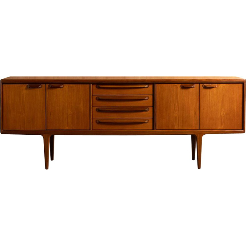 Scandinavian light teak sideboard with 2 double doors, 1970