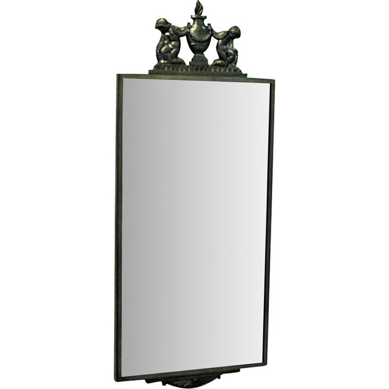 Mid century pewter wall mirror by Oscar Antonsson for Ystad Metall, Sweden 1929