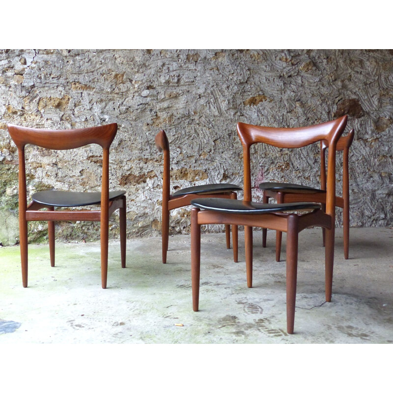 Suite de 4 chaises Danoises en teck, H.W. KLEIN - années 60