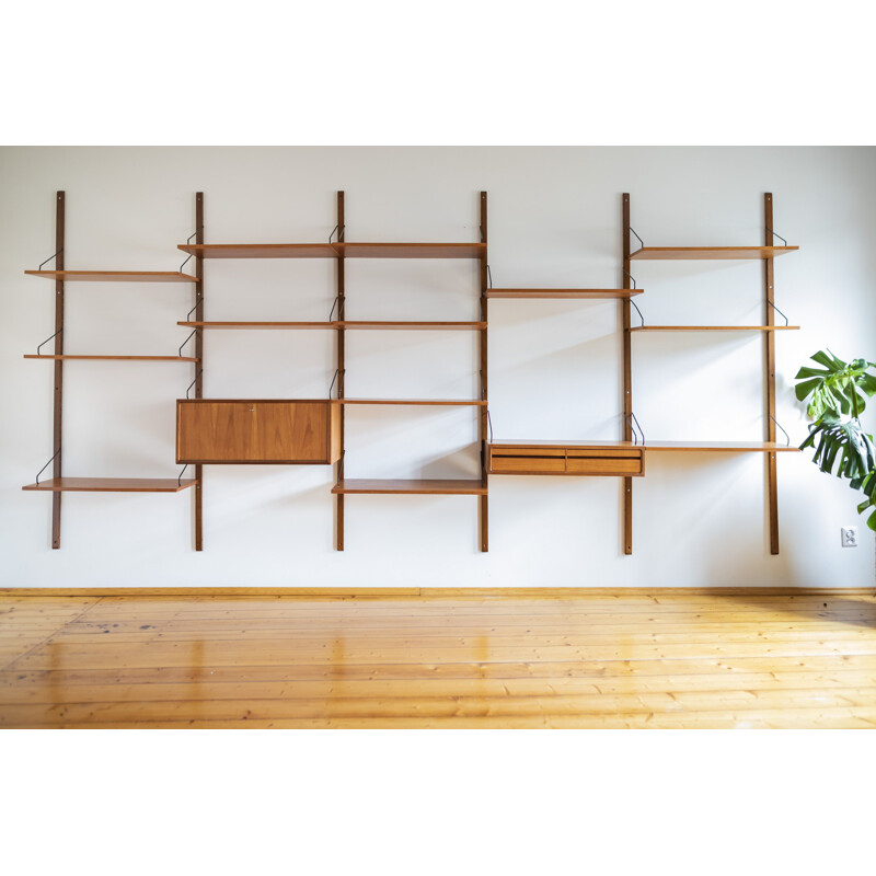 Set of 15 Danish vintage system teak wall units by Poul Cadovius for Cado, 1960s