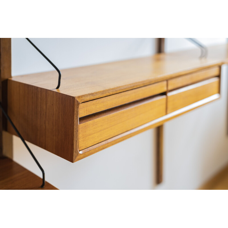 Set of 15 Danish vintage system teak wall units by Poul Cadovius for Cado, 1960s