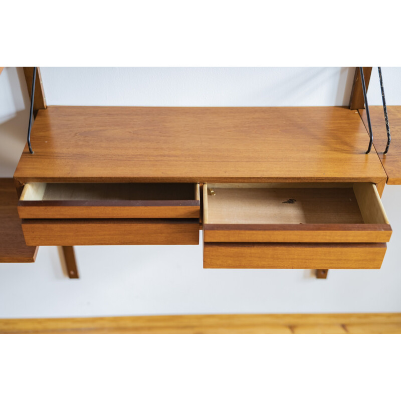 Set of 15 Danish vintage system teak wall units by Poul Cadovius for Cado, 1960s