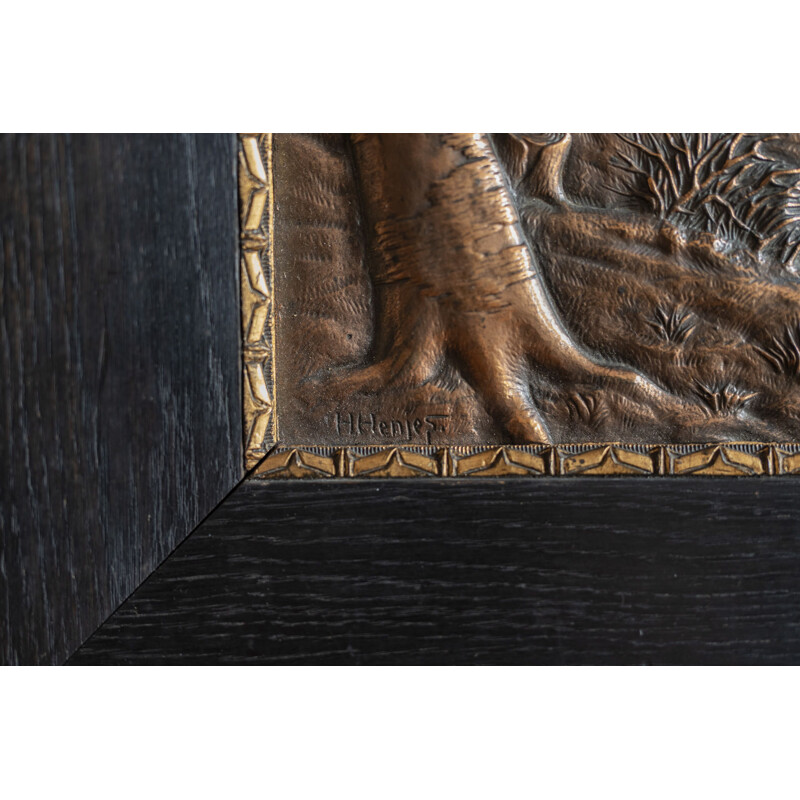 Bajorrelieve de bronce vintage de H Henjes, 1880