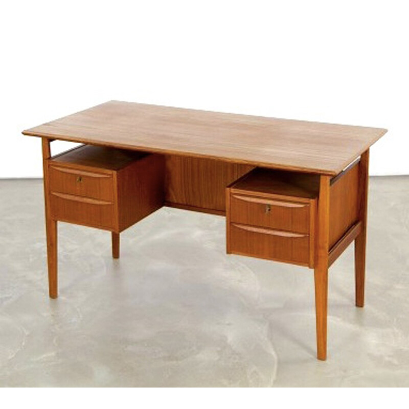 Large scandinavian desk in teak wood, Gunnar Nielsen TIBERGAARD - 1960s