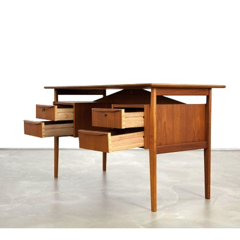 Large scandinavian desk in teak wood, Gunnar Nielsen TIBERGAARD - 1960s