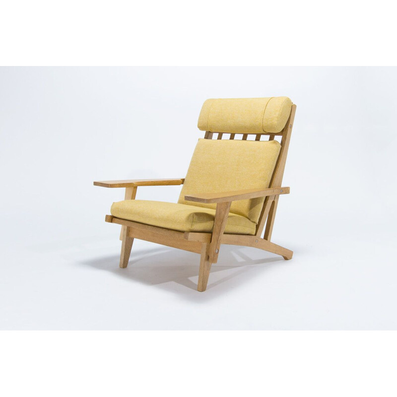 Mid century highback armchair & ottomane GE375 by Hans Wegner, 1960s