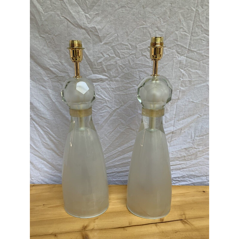Paire de lampes vintage en verre de Murano par Alberto Dona Murano, 1990