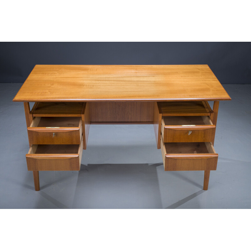 Danish vintage freestanding teak desk by Gunnar Nielsen for Tibergaard, 1960s