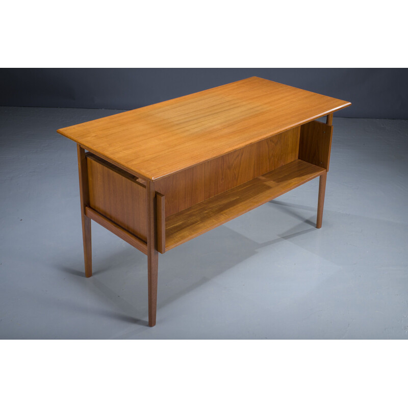 Danish vintage freestanding teak desk by Gunnar Nielsen for Tibergaard, 1960s