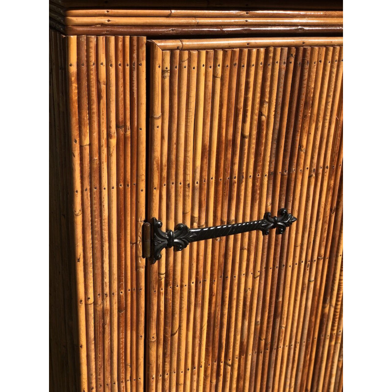 Armoire vintage en bambou refendu, 1960