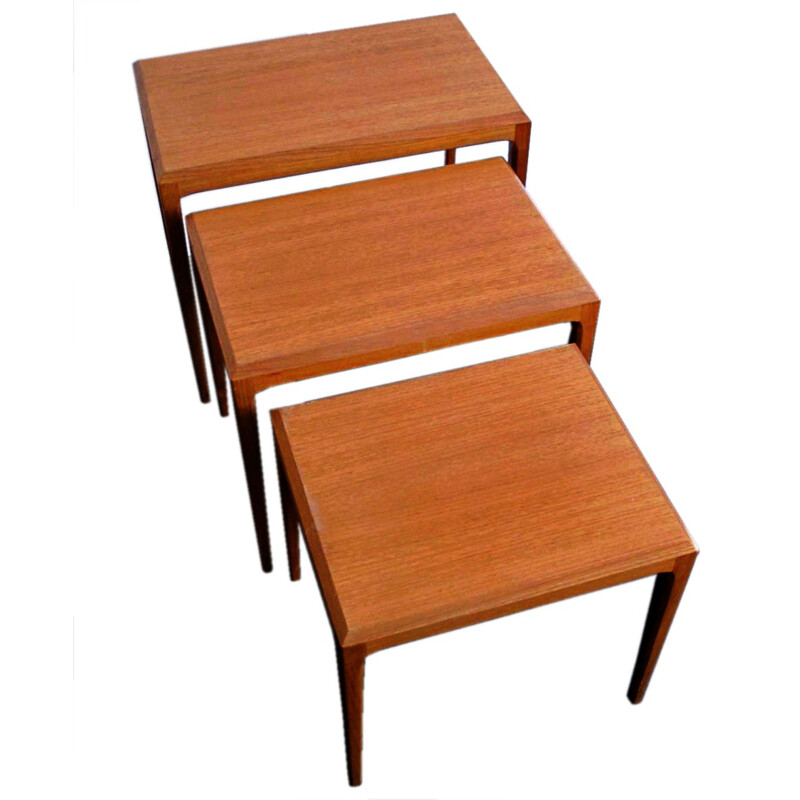 CFC Silkeborg nesting tables in teak wood, Johannes ANDERSEN - 1960s