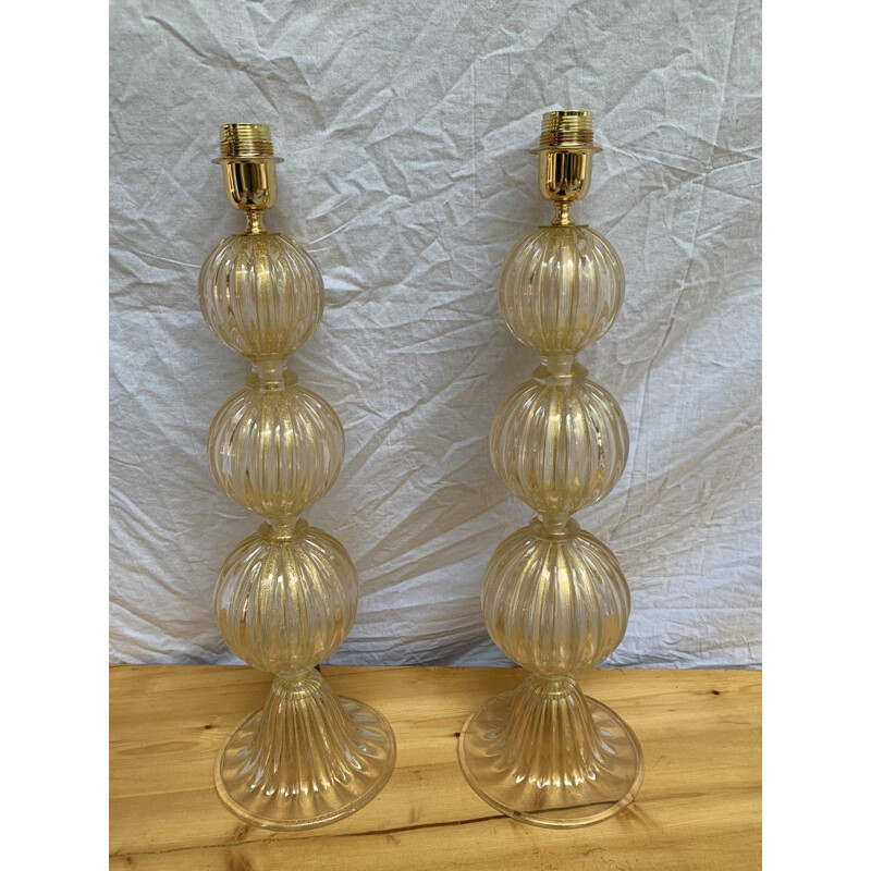 Pair of vintage lamps by Alberto Dona Murano, 1990