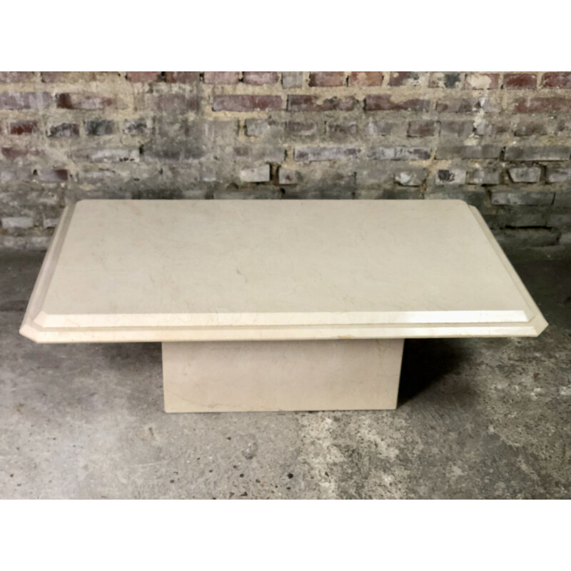 Vintage ivory travertine coffee table, 1970s