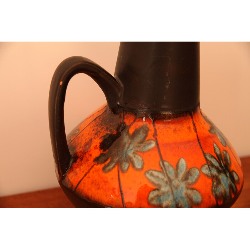 Vintage glazed ceramic handle vase, Germany