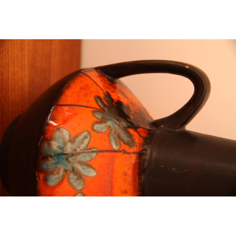 Vintage glazed ceramic handle vase, Germany