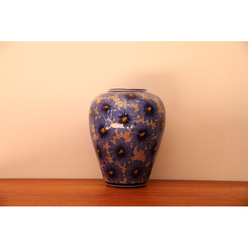Vintage vase with floral motifs by Accolay, Portugal
