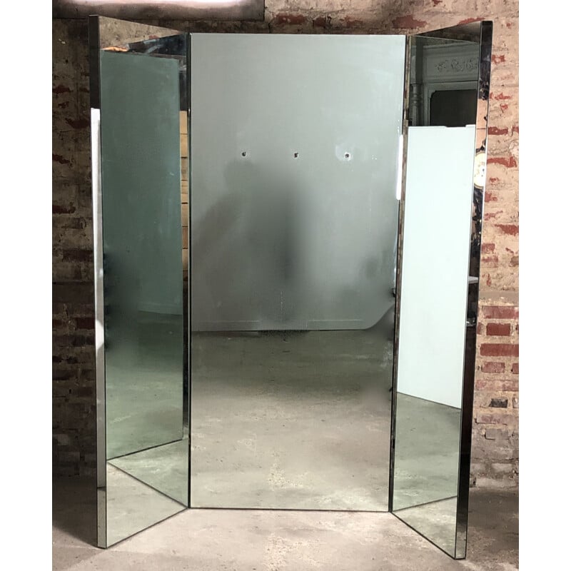 Paravent miroirs vintage à 6 faces, 1980