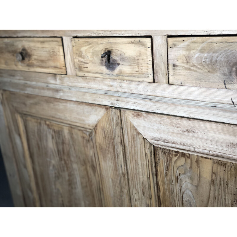 Vintage sideboard in pichepin and waxed blackened wood top