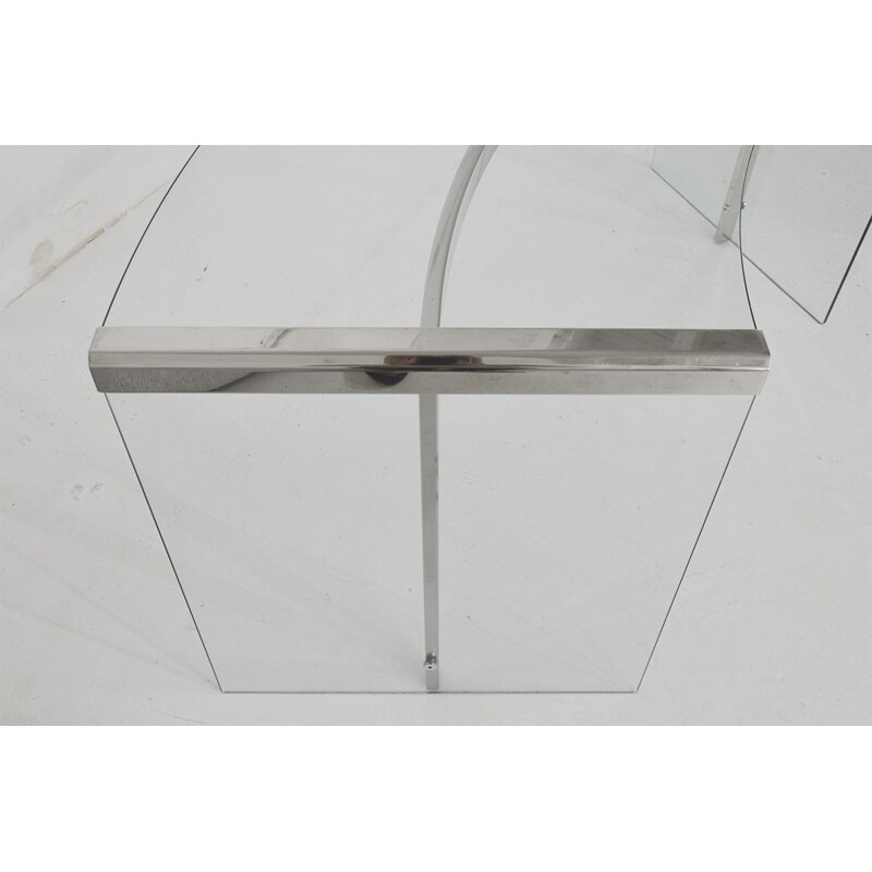 Minimalist vintage glass and chrome desk by Galotti & Radice, 1980s