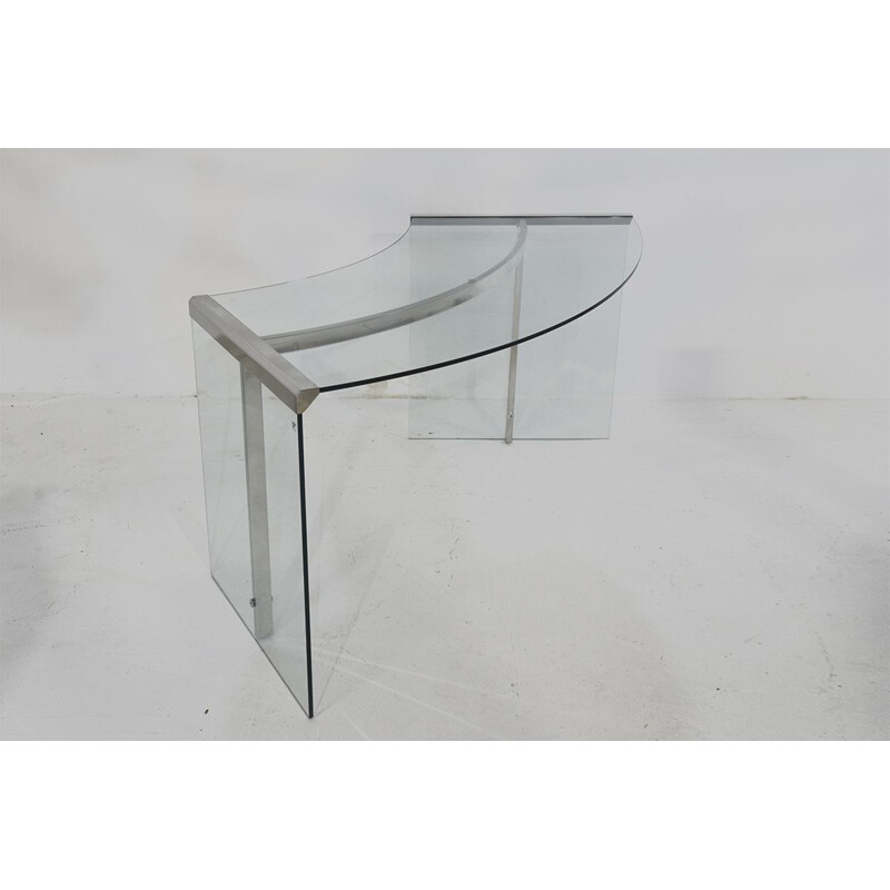 Minimalist vintage glass and chrome desk by Galotti & Radice, 1980s