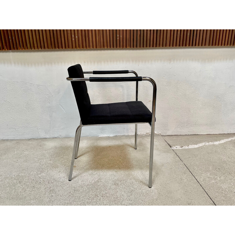Pair of Swedish minimalist vintage steel tube "Cinema" armchairs by Gunilla Allard for Lammhults, 1990s