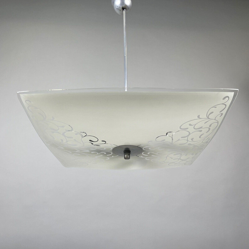 Vintage glass pendant lamp by Napako, Czechoslovakia 1960
