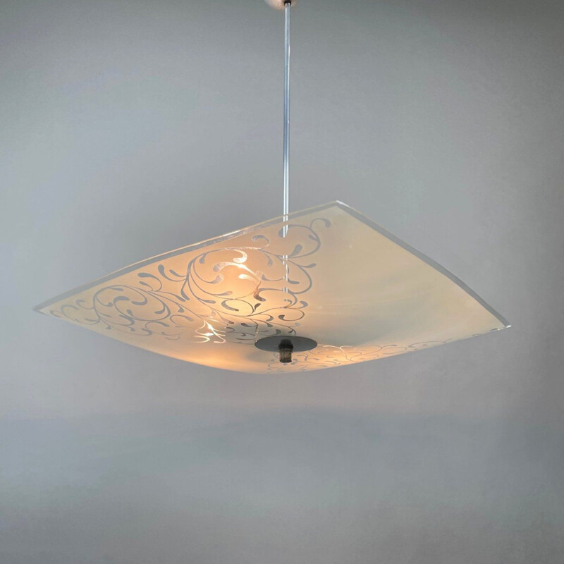 Vintage glass pendant lamp by Napako, Czechoslovakia 1960