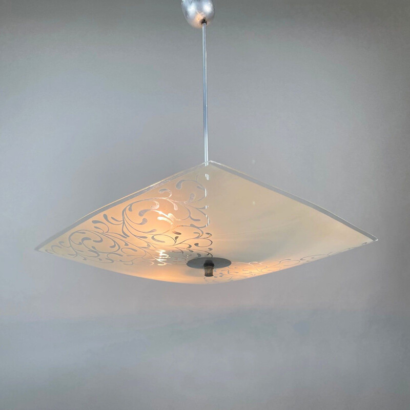 Vintage glass pendant lamp by Napako, Czechoslovakia 1960