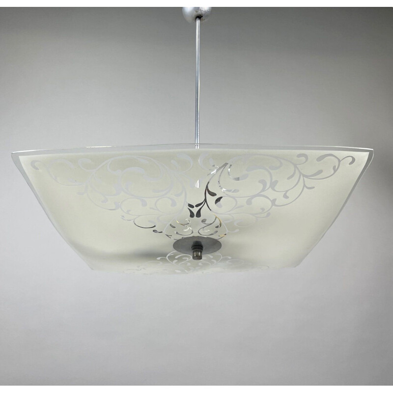 Vintage glass pendant lamp by Napako, Czechoslovakia 1960