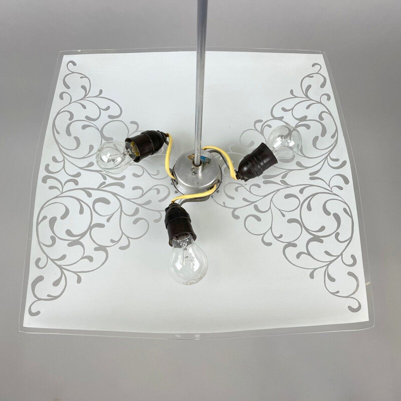 Vintage glass pendant lamp by Napako, Czechoslovakia 1960