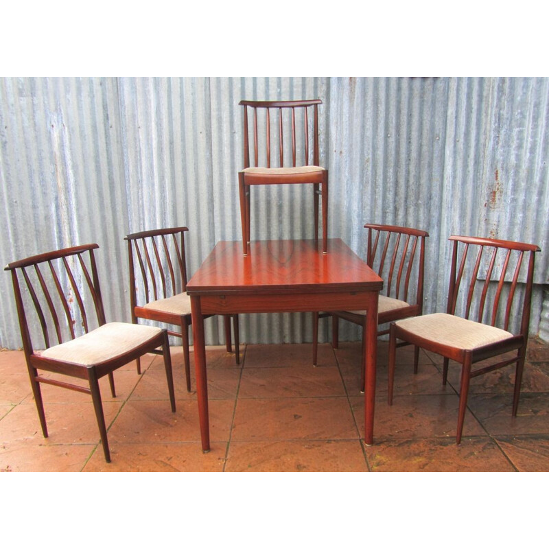 Suite de 5 chaises Vamo Soderborg et table en palissandre, Arne VODDER - 1960