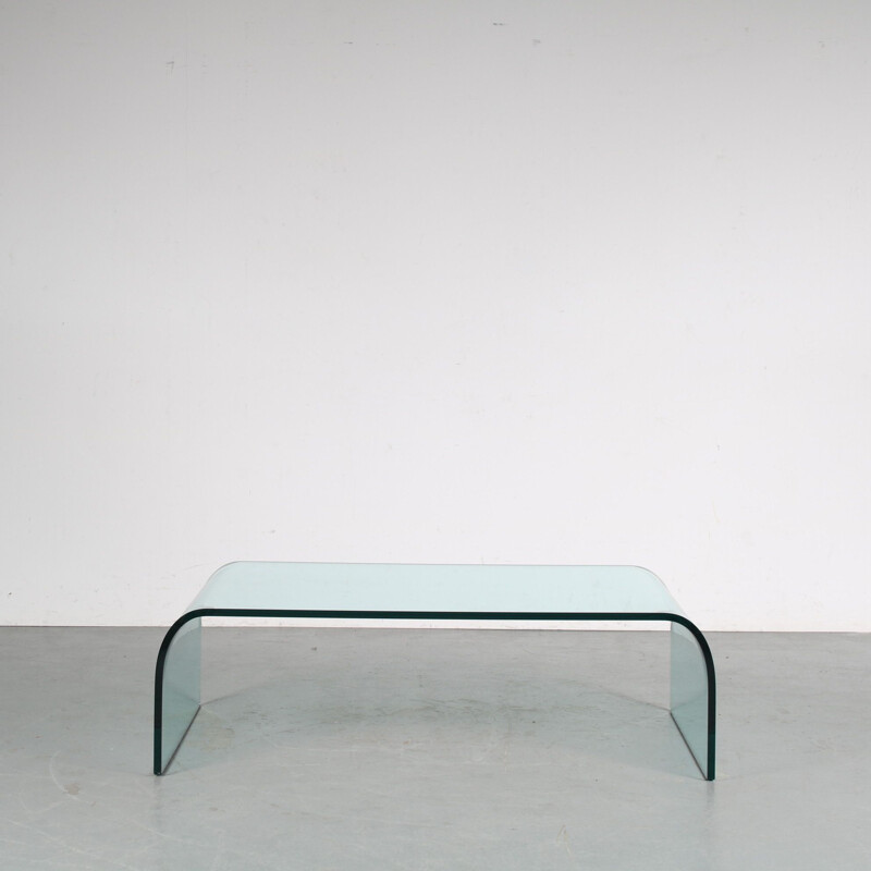 Vintage "Waterfall" glass coffee table by Angelo Cortesi for Fiam, Italy 1970s