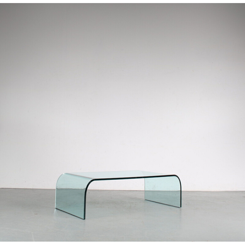 Vintage "Waterfall" glass coffee table by Angelo Cortesi for Fiam, Italy 1970s