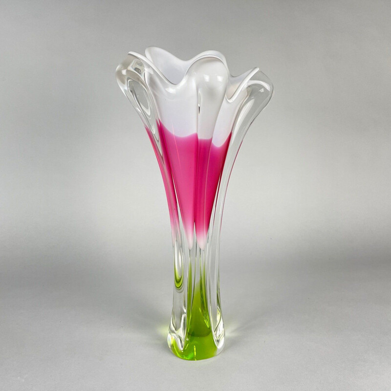 Vintage-Vase aus Kunstglas von Josef Hospodka für Chribska Glassworks, 1960