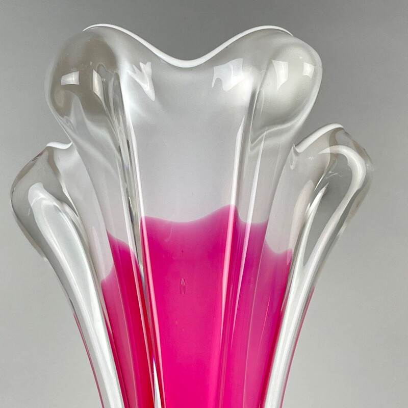 Vaso de vidro de arte vintage por Josef Hospodka para Chribska Glassworks, 1960