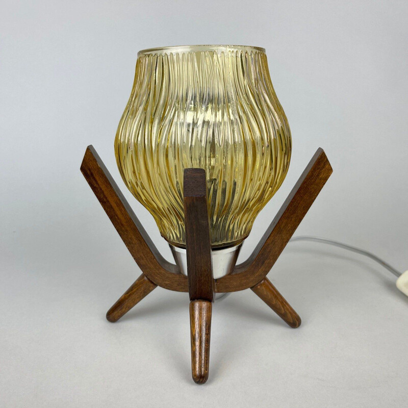 Vintage table lamp by Dřevo Humpolec, Czechoslovakia 1970s