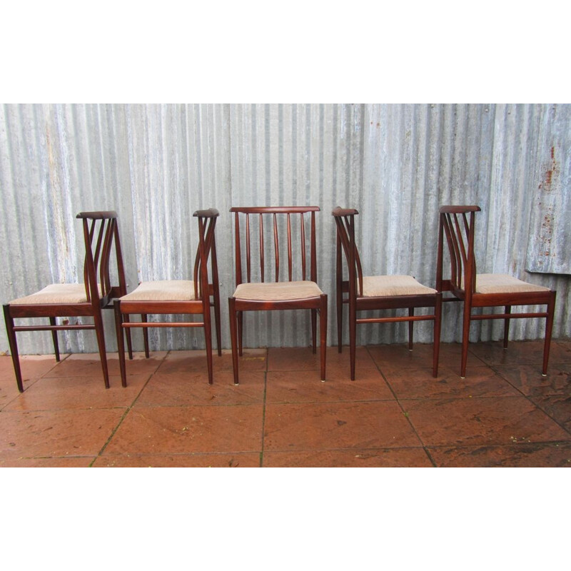Suite de 5 chaises Vamo Soderborg et table en palissandre, Arne VODDER - 1960