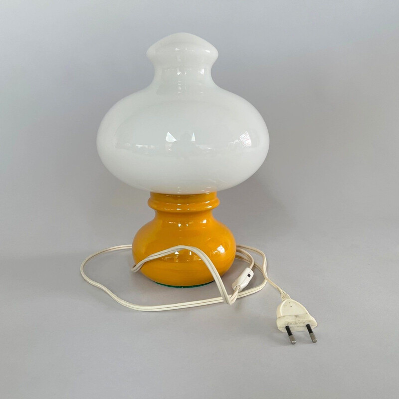 Vintage glass and ceramic table lamp, Czechoslovakia 1960