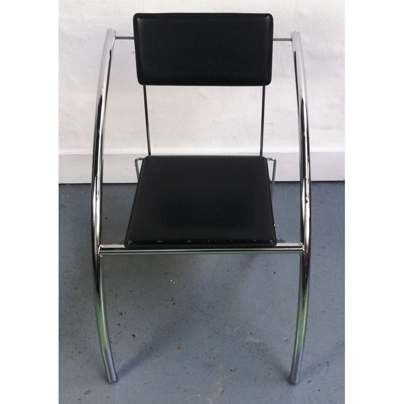 Pair of vintage chairs in leather and chromed aluminium