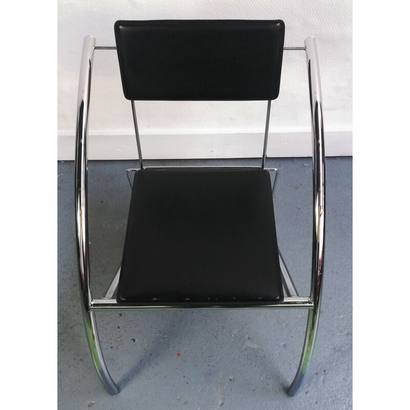 Pair of vintage chairs in leather and chromed aluminium